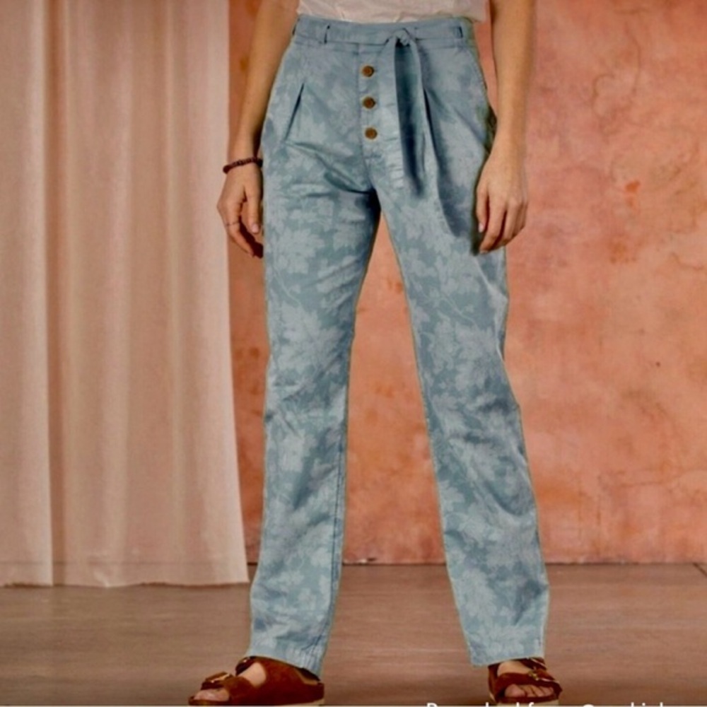 Sundance Bestille exposed button fly causal floral Patterned High-Waisted Pants